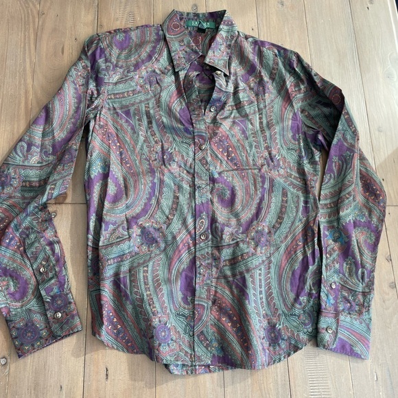 Vintage 90s Lauren by Ralph Lauren exploded paisley shirt - Picture 1 of 4